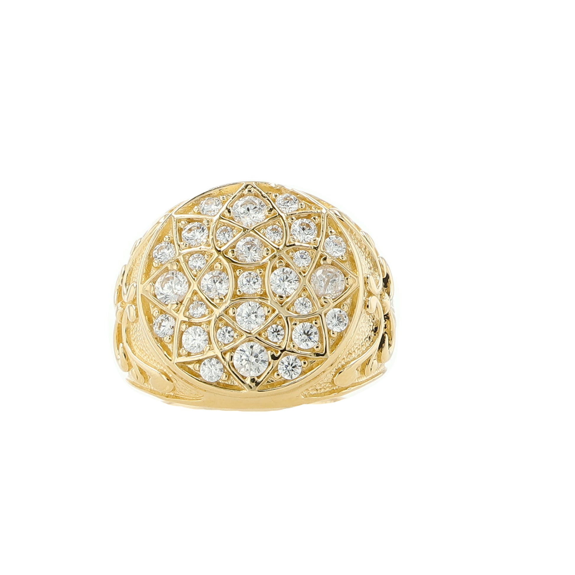 14K Yellow Gold Mens Cubic Zirconia Rosetta Ring Size 11.5 8.1Dwt