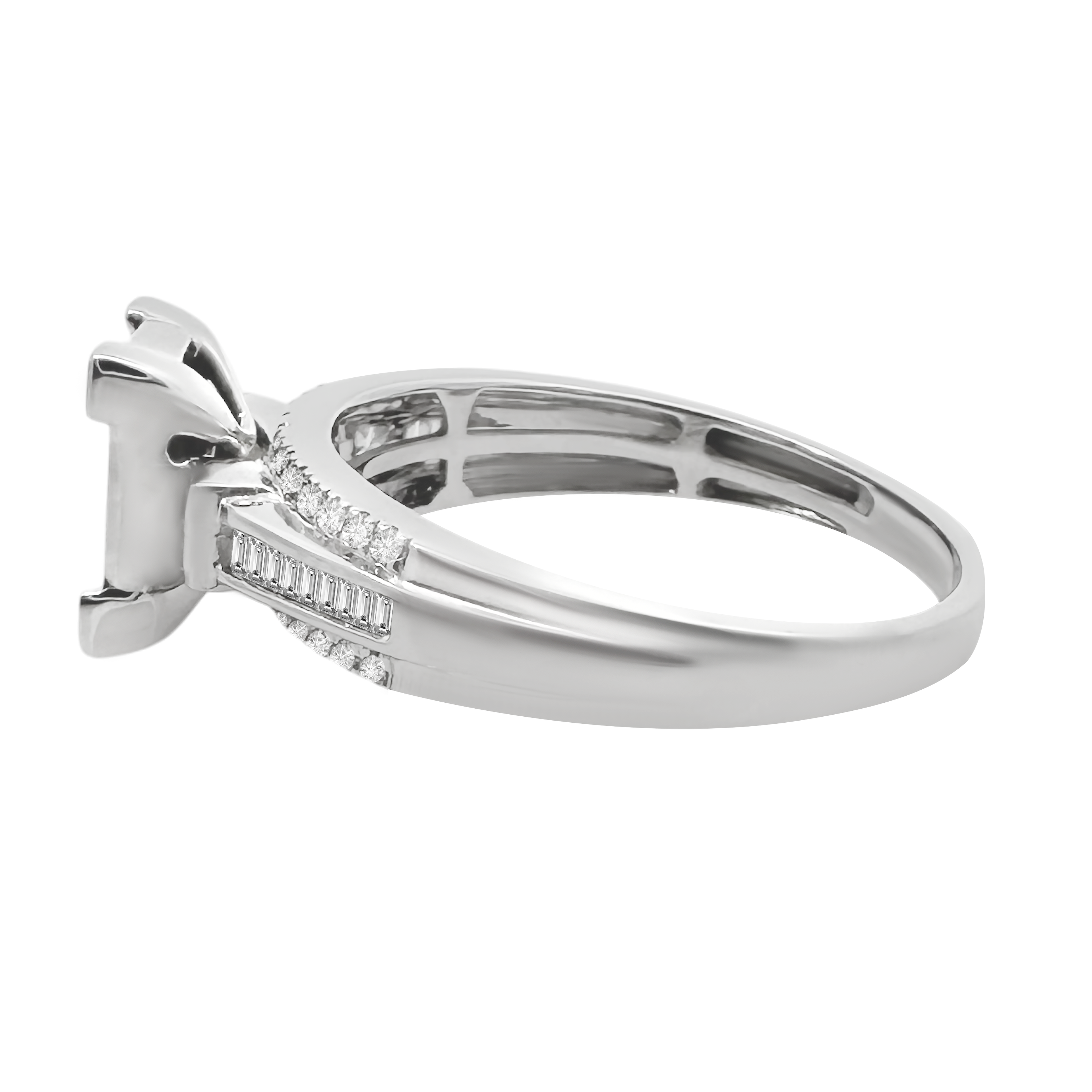 0.50Ctw 10K White Gold Diamond Engagement Ring Size 7 1.9Dwt