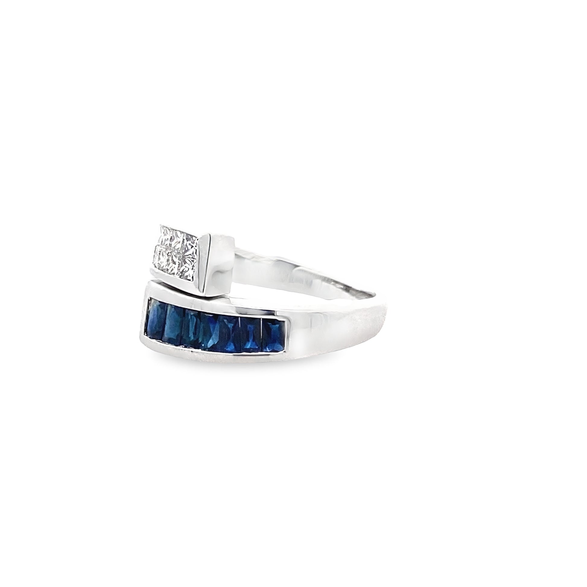 0.51Ctw Dinc/ 0.87Ctw Sadc 14K White Gold Dia & Sapphires Ring Size E7 3.6Dwt