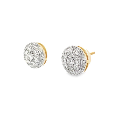 0.50Ctw 14K Yellow Gold Diamond Round Stud Earrings