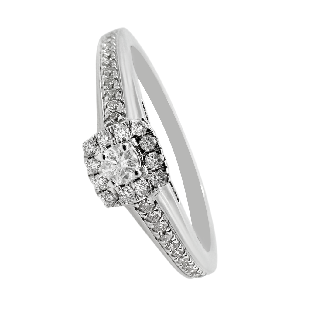 0.19Ct 14K White Gold Diamond Engagement Rings Size 7 1.4Dwt