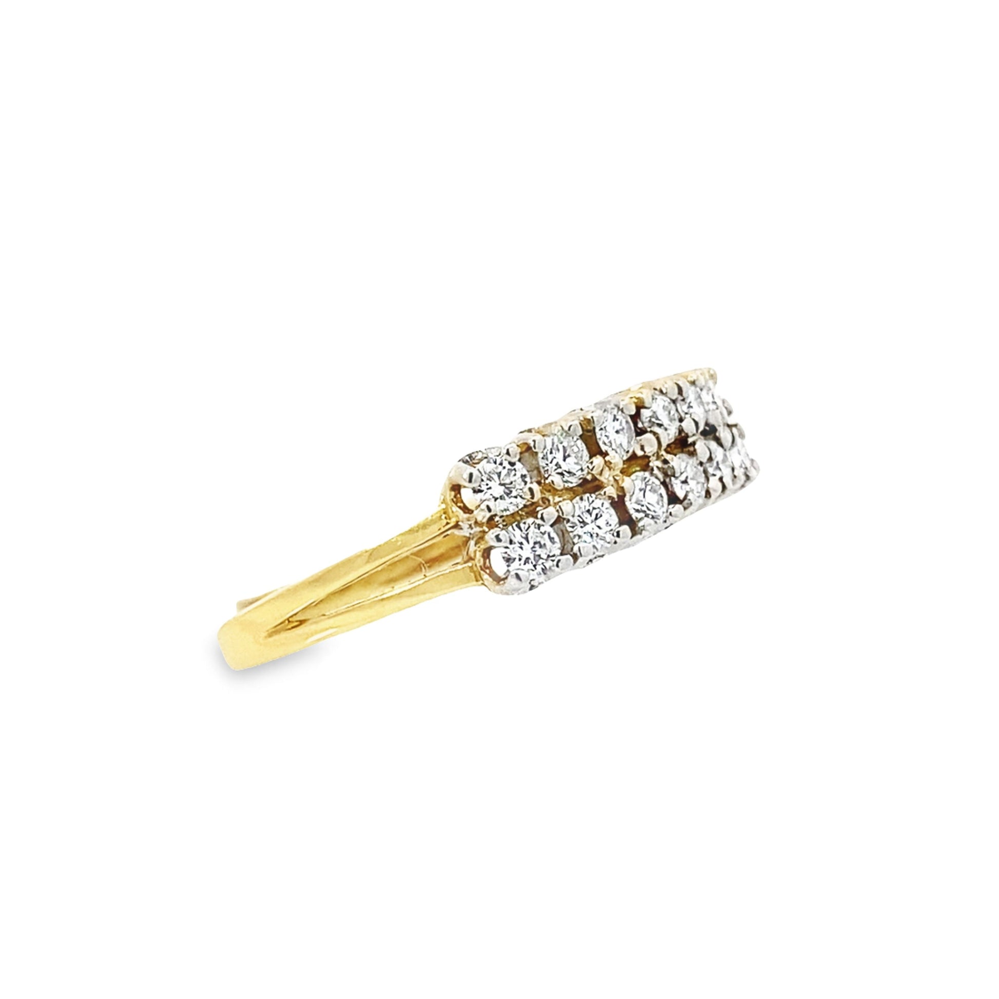 14K Two Tone Gold Diamond Fashion Ring Size 7.5 3.0Dwt