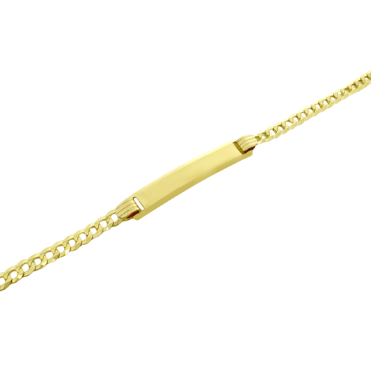 14K Yellow Gold Baby Italian Curb Link ID Bracelet 4Mm 6In 1