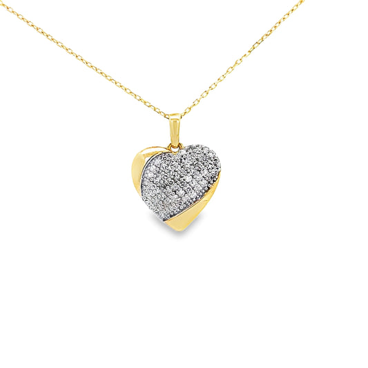 0.25Ctw 14K Yellow Gold Diamond Heart Necklace 18In 1.6Dwt