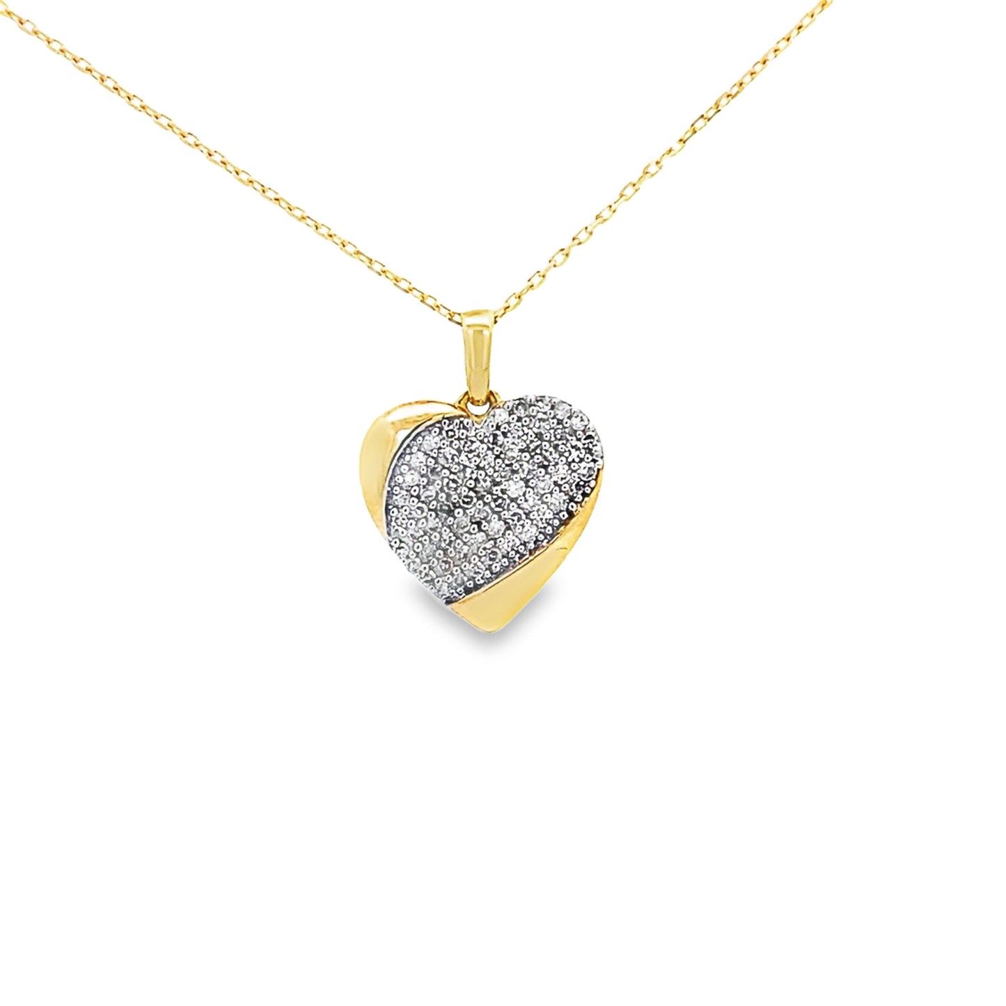 0.25Ctw 14K Yellow Gold Diamond Heart Necklace 18In 1.6Dwt