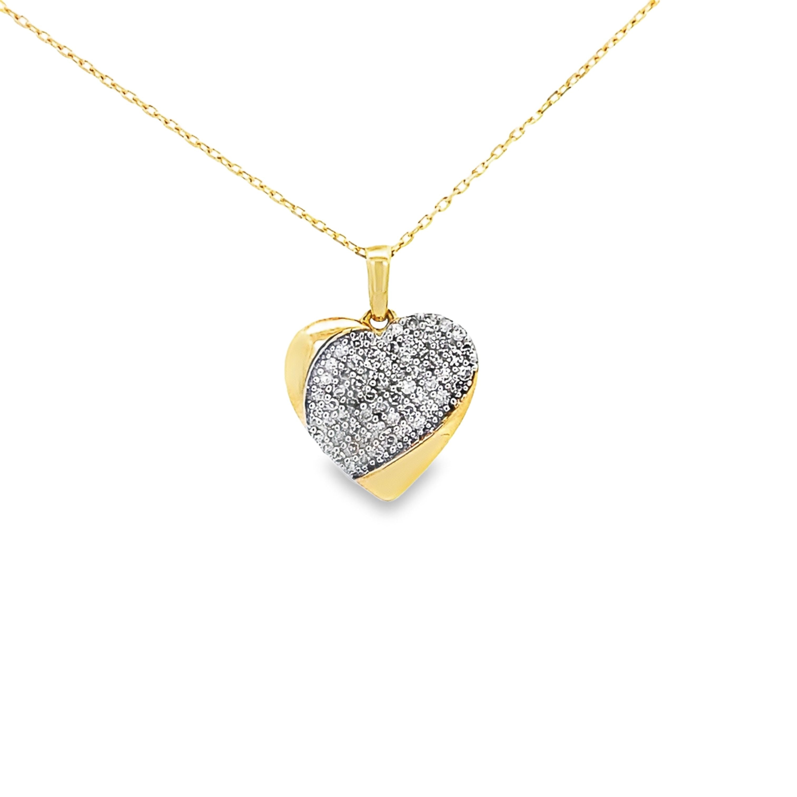 0.25Ctw 14K Yellow Gold Diamond Heart Necklace 18In 1.6Dwt