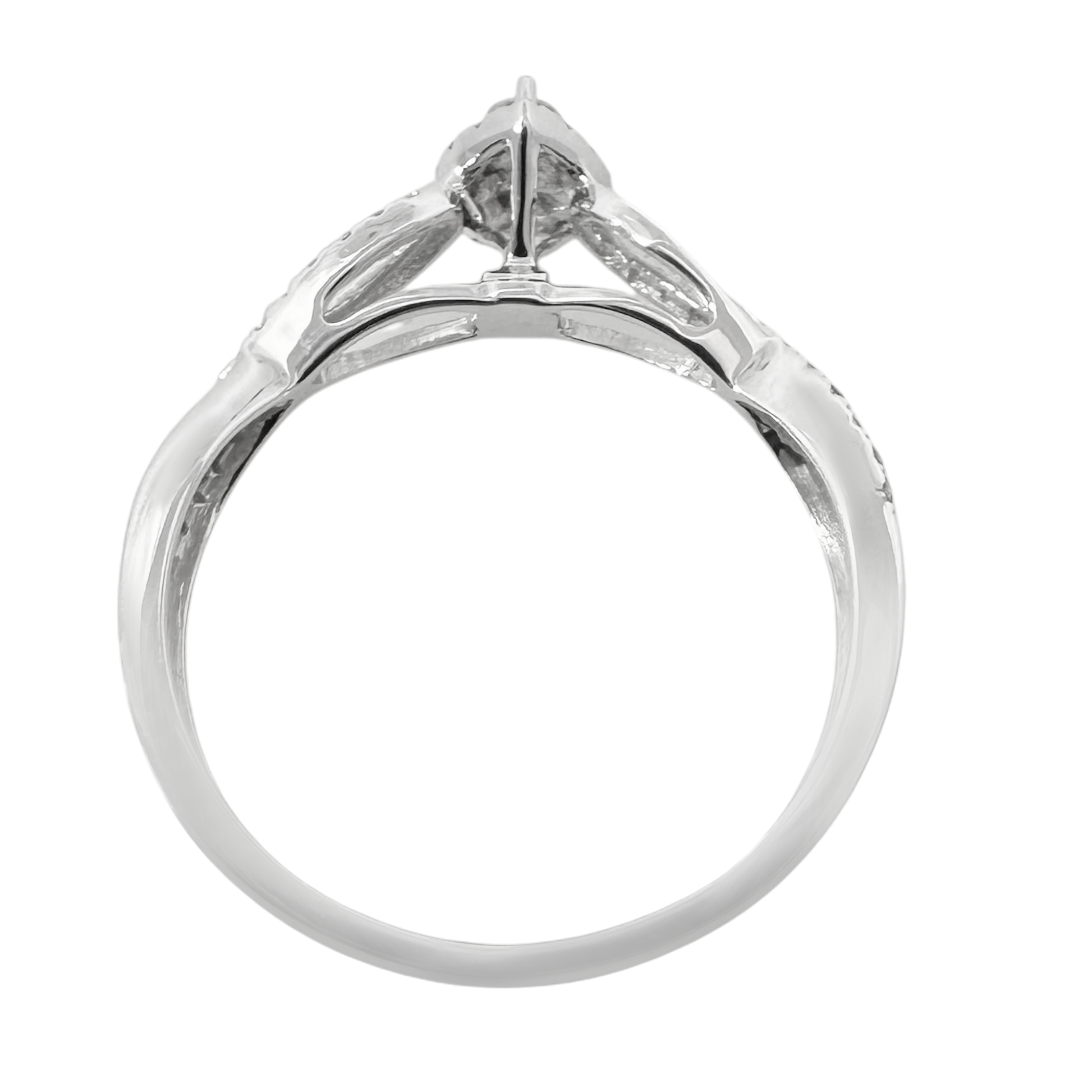 0.20Ct 10K White Gold Diamond Heart Engagement Rings Size 7 1.0Dwt