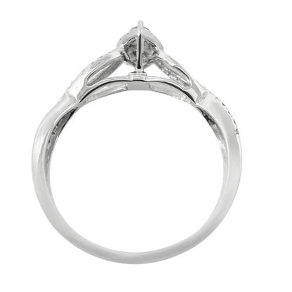 0.20Ct 10K White Gold Diamond Heart Engagement Rings Size 7 1.0Dwt