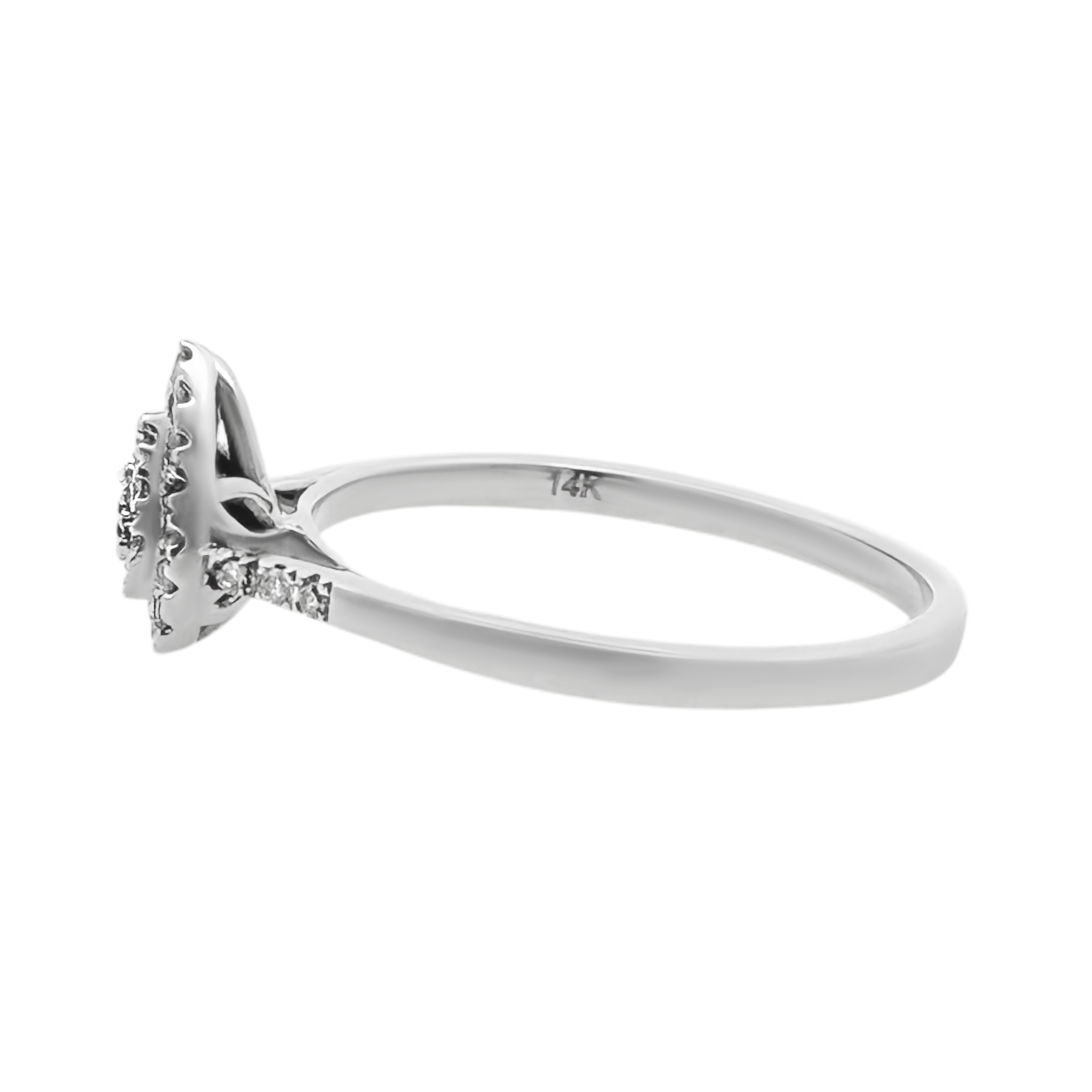 0.15Ctw 14K White Gold Pear Cut Diamond Engagement Ring Size 7 1.4Dwt