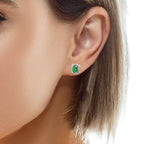 0.18Ctw Diamond 14K White Gold Emerald Center Stud Earr