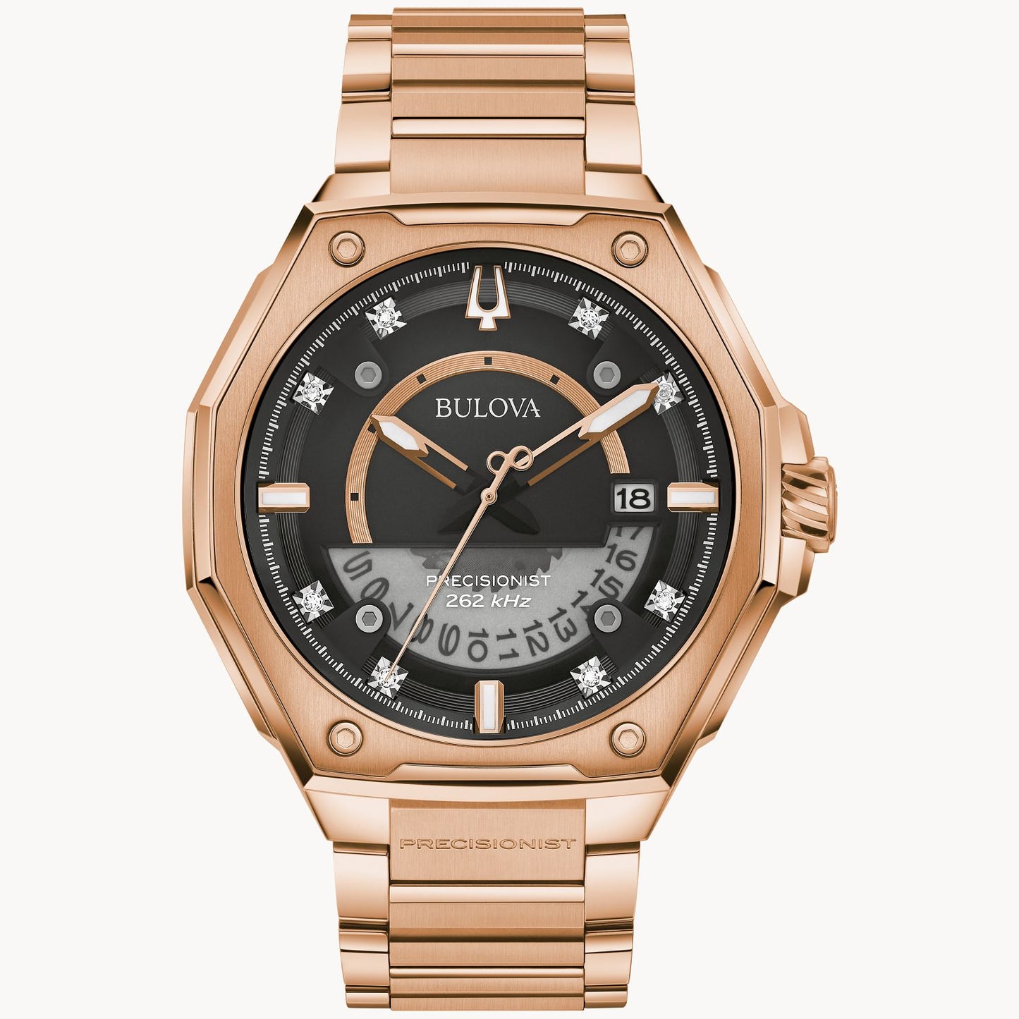 Bulova Mens Precisionist X Diamond Dial Rose Tone Watch  97D129