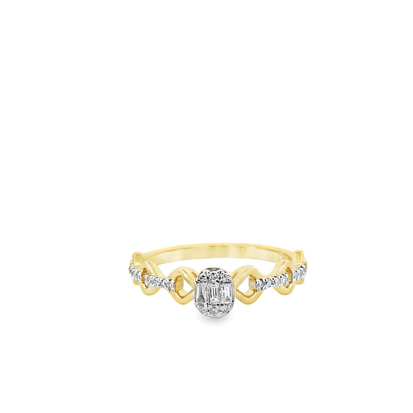 0.15Ctw 14K Yellow Gold Diamond Fashion Ring Size 7 1.4Dwt
