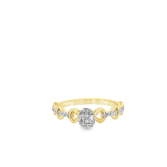 0.15Ctw 14K Yellow Gold Diamond Fashion Ring Size 7 1.4Dwt