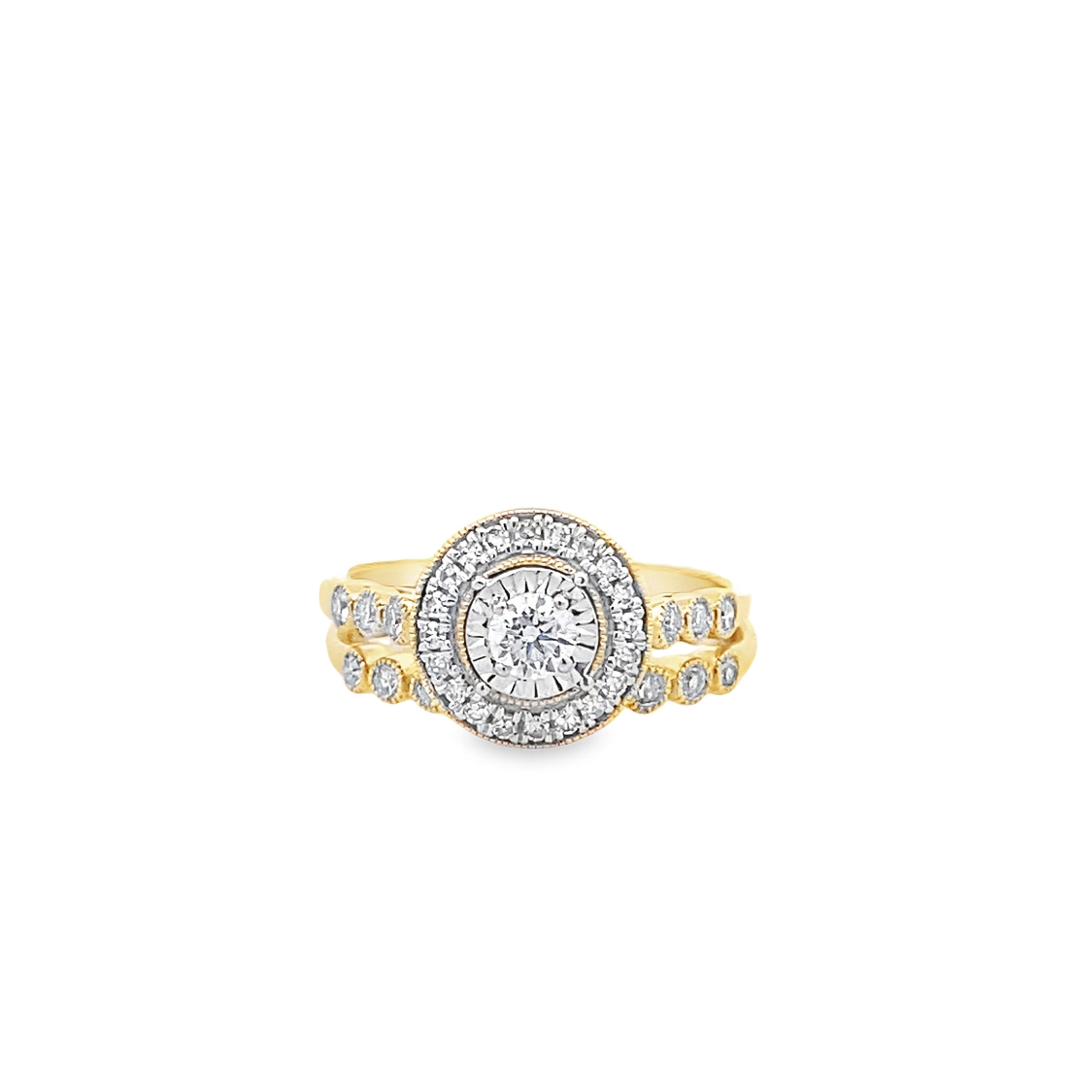 0.50Ct 14K Yellow Gold Diamond Wedding Set Ring Size 7 3.1Dwt