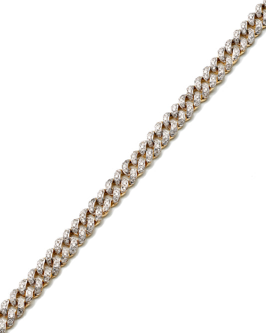 10K Yellow Gold Diamond Cuban Link Bracelet 6Mm 8.5In 10.3Dwt