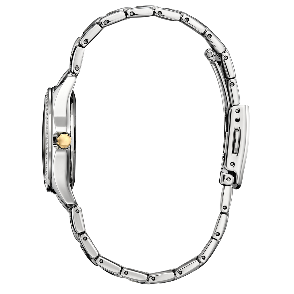 Citizen Crystal Ladies Eco Drive Watch (Fe1146-71A) Two Tone Silver Dial