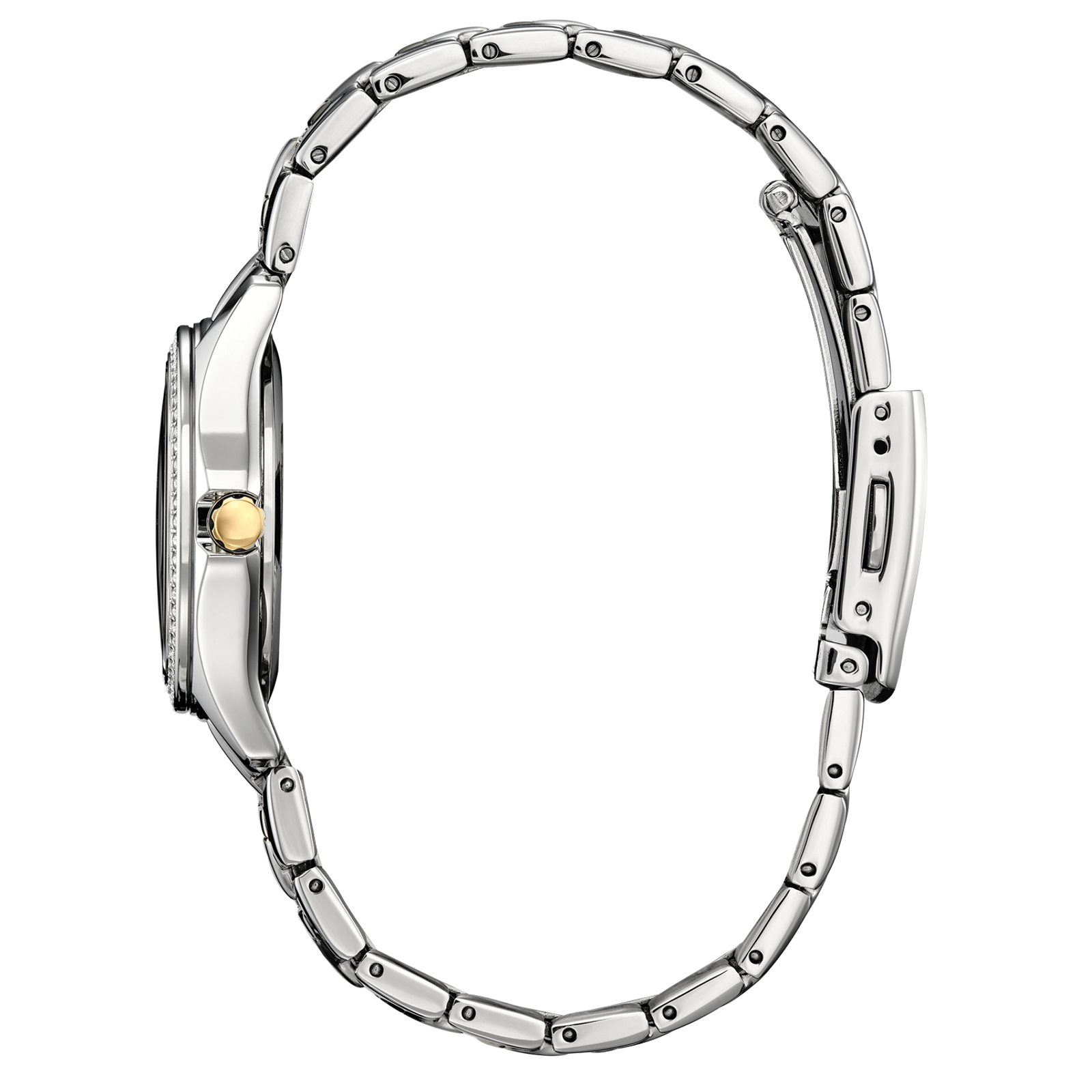 Citizen Crystal Ladies Eco Drive Watch (Fe1146-71A) Two Tone Silver Dial