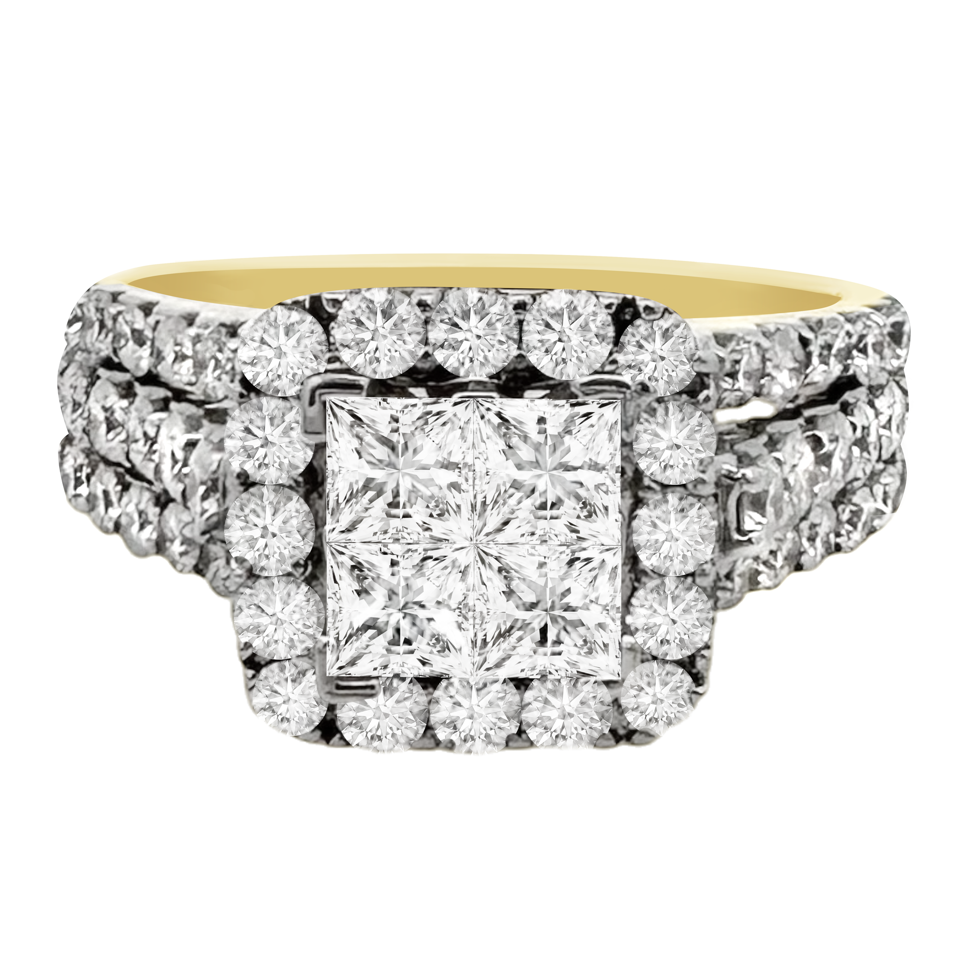 2.10Ctw 14K Yellow Gold Diamond Engagement Ring Size 7 3.1Dwt