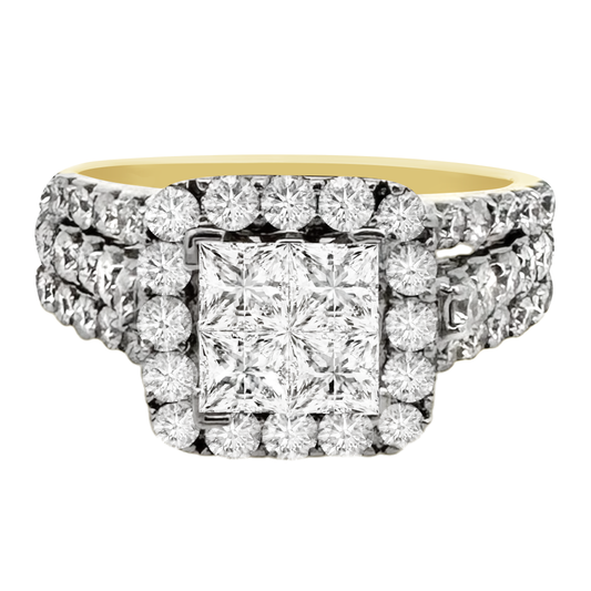 2.10Ctw 14K Yellow Gold Diamond Engagement Ring Size 7 3.1Dwt