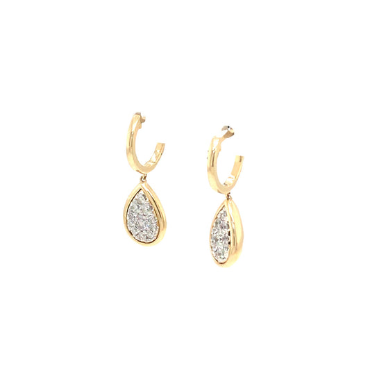 (Uj2)0.61Ctw 14K Yellow Gold Diamond Earrings 3.9Dwt