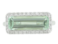 0.24Ctw Diamond 2.47Ctw Green Amethyst 14K White Gold  Ring Size 7 2.4Dwt