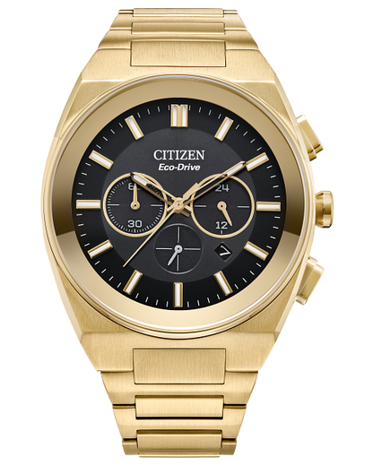 Citizen Axiom SC Mens Eco Drive Watch (Ca4582-54E) Gold Tone Black Dial