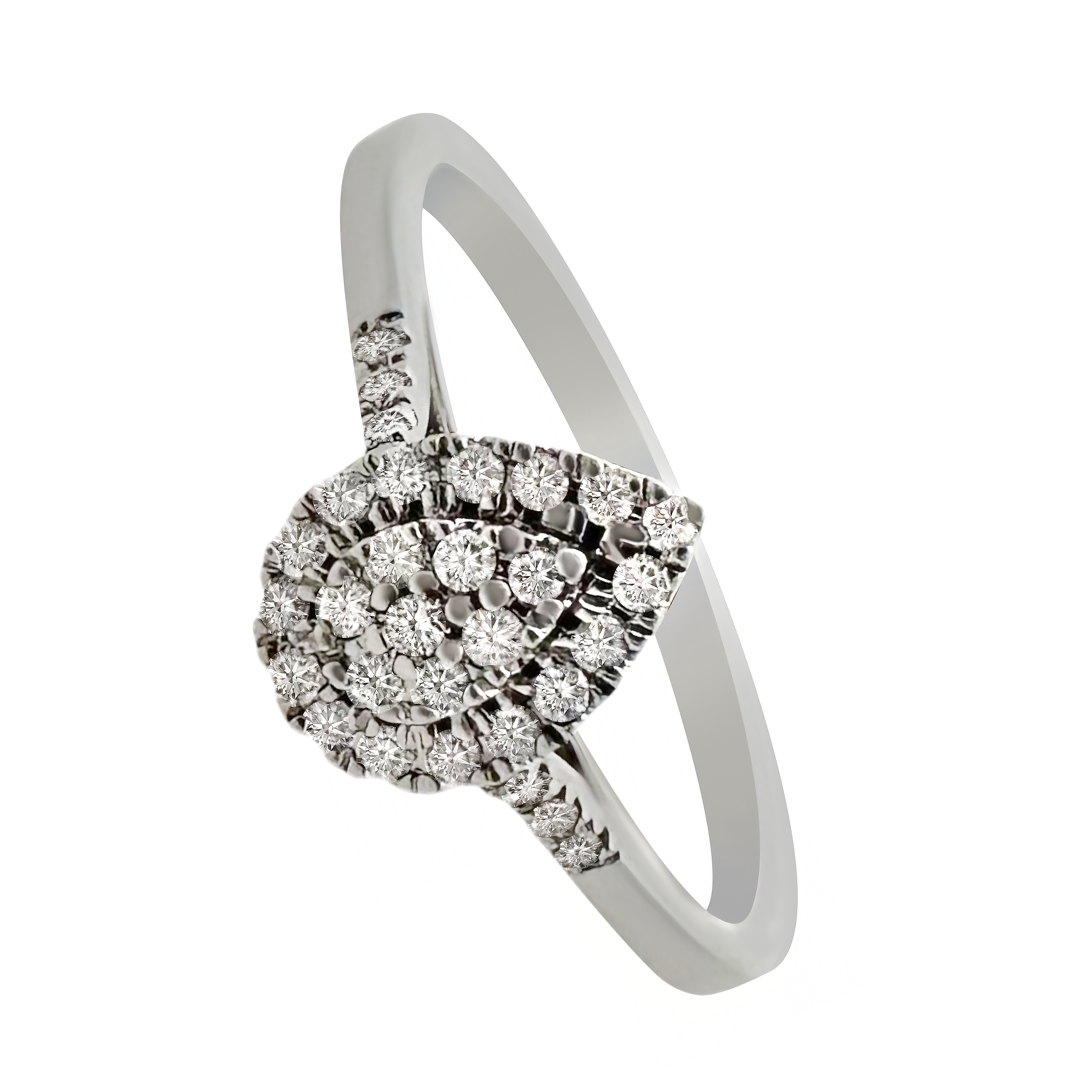 0.15Ctw 14K White Gold Pear Cut Diamond Engagement Ring Size 7 1.4Dwt