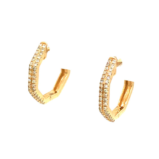 0.18Ctw 14K Yellow Gold Diamond Small Hoop Earrings 1.3