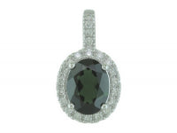 0.20Ctw Diamond 1.51Ctw Green Tourmaline 14K White Gol