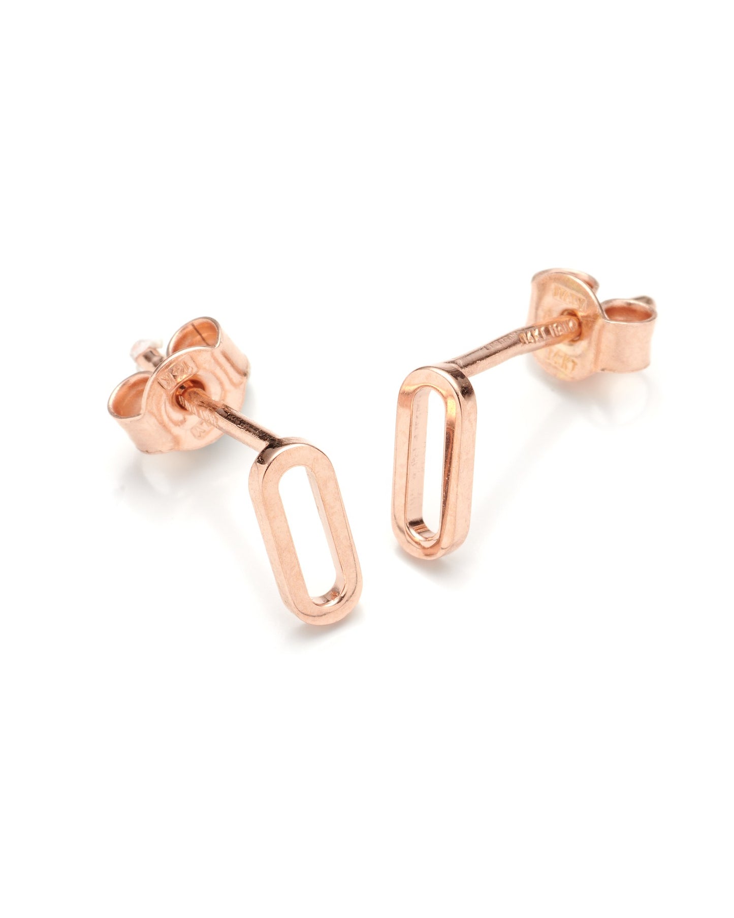 14K Rose Gold Oval Link Stud Earrings 0.5Dwt