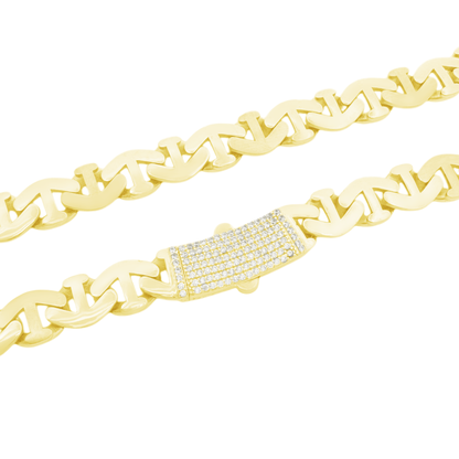10K Yellow Gold Cz Clasp Free Form Link Necklace 18In 24.2Dwt