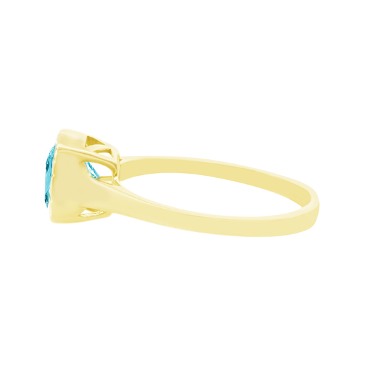 1.71Ct Bt 14K Yellow Gold Swiss Blue Topaz fashion Ring Size 7 1.4Dwt