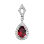 0.13Ctw Diamond 10K White Gold Ruby Center Pendant 0.8Dwt
