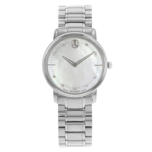 Pre-Owned Movado Tc Series (0606691) Mother Of Pearl Dial Diamond Markers Stainless Steel