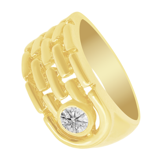 14K Yellow Gold Diamond Fashion Mens Ring Size 8 5.1Dwt