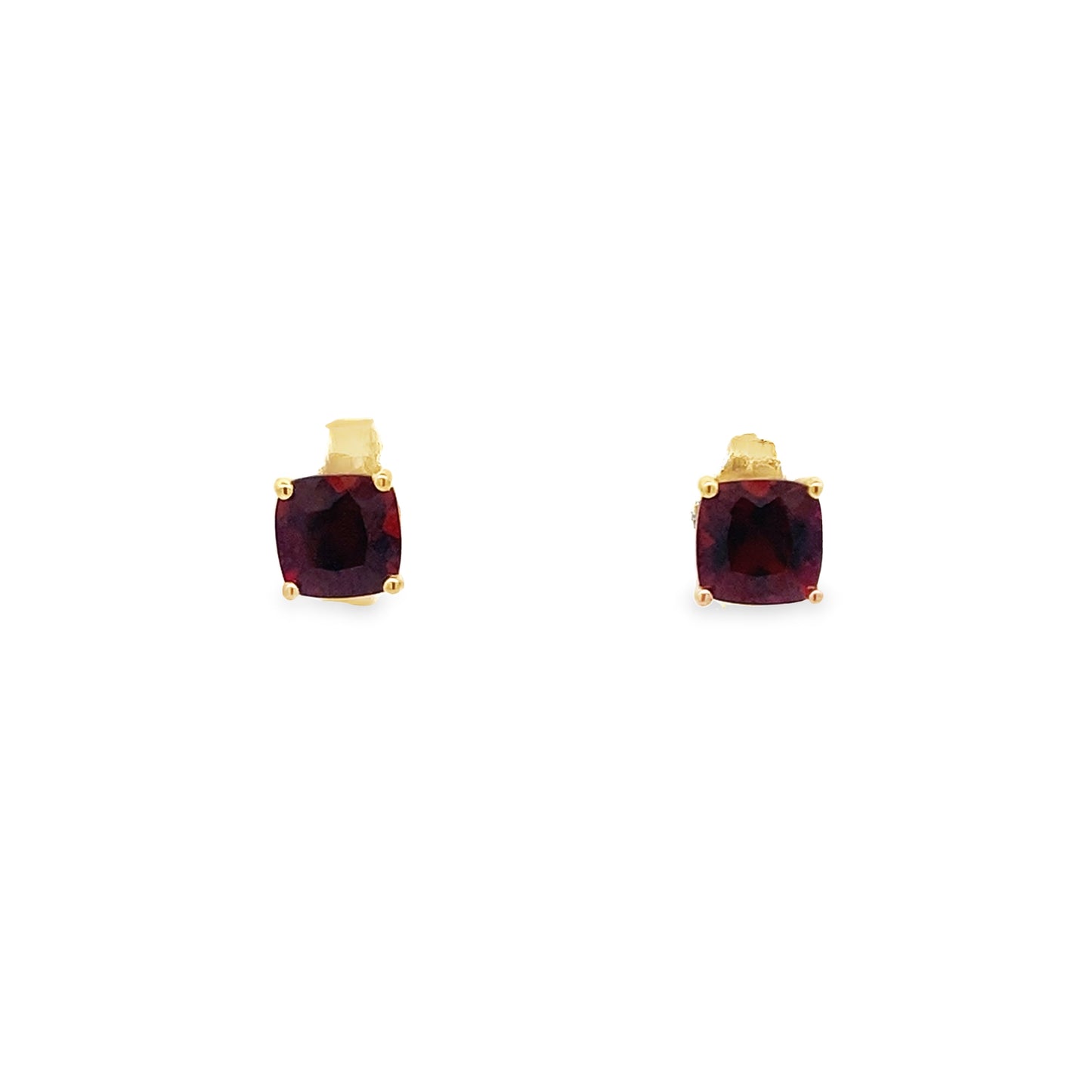 1.58Gacu 14K Yellow Gold Square Garnet Stud Earrings