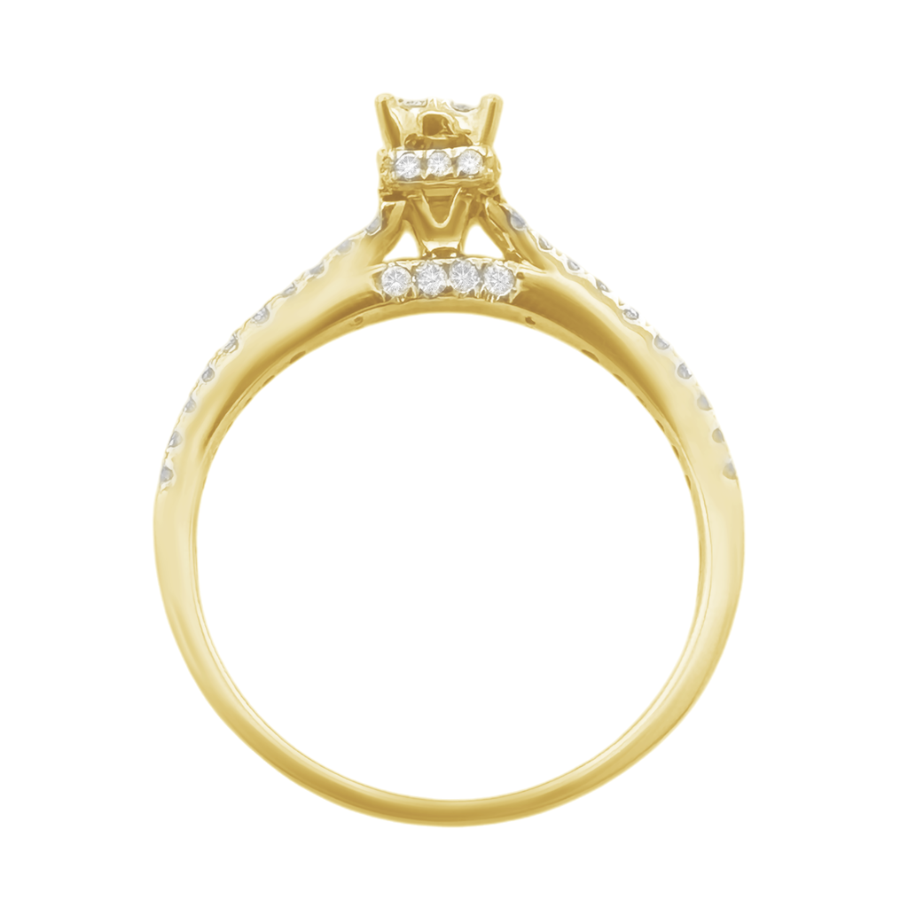 0.35Ctw 10K Yellow Gold Diamond Engagement Ring Size 7 1.4Dwt