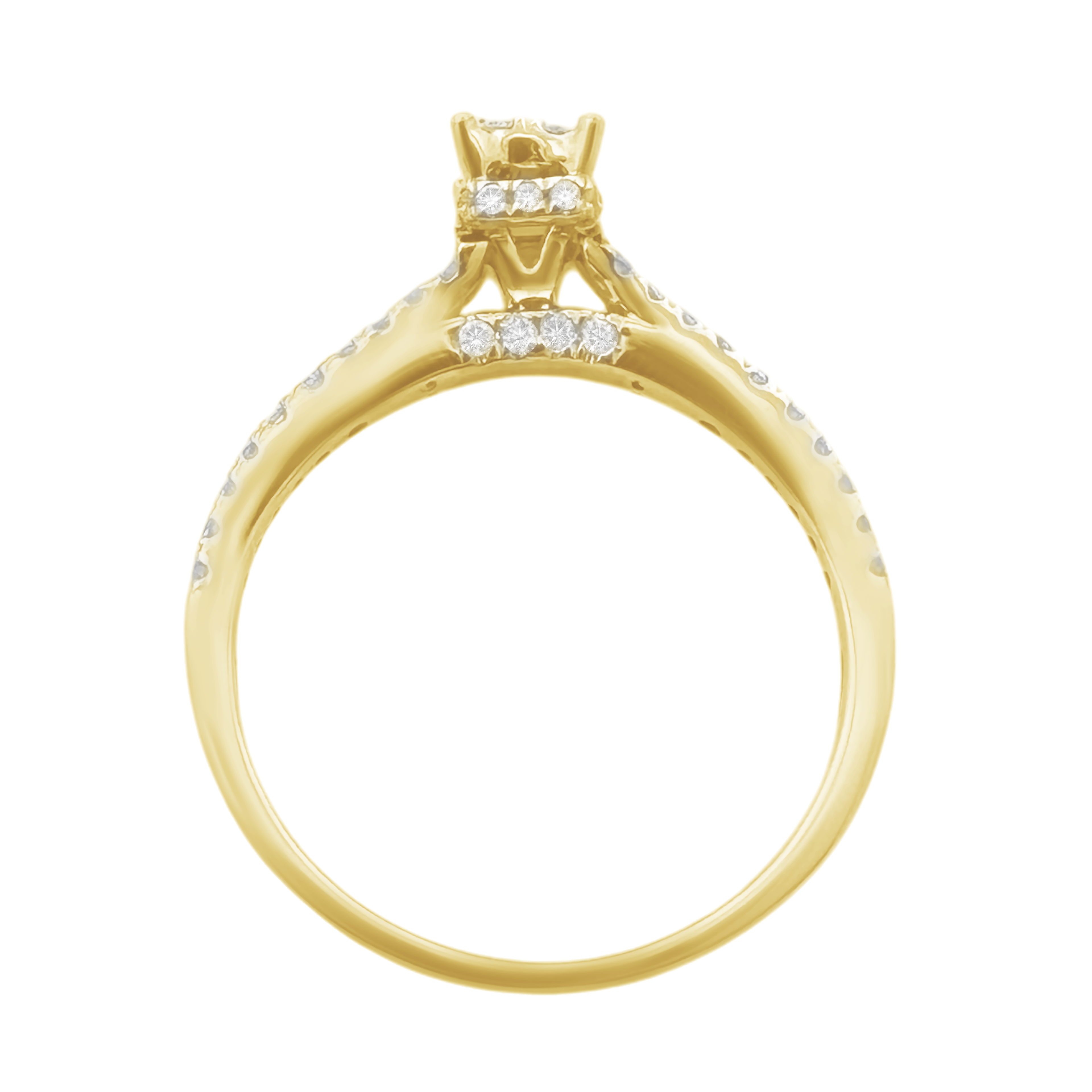 0.35Ctw 10K Yellow Gold Diamond Engagement Ring Size 7 1.4Dwt