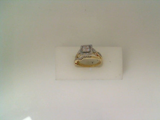 0.33Ctw 10K Yellow Gold Diamond Ladies Wedding Set Size 7 2.