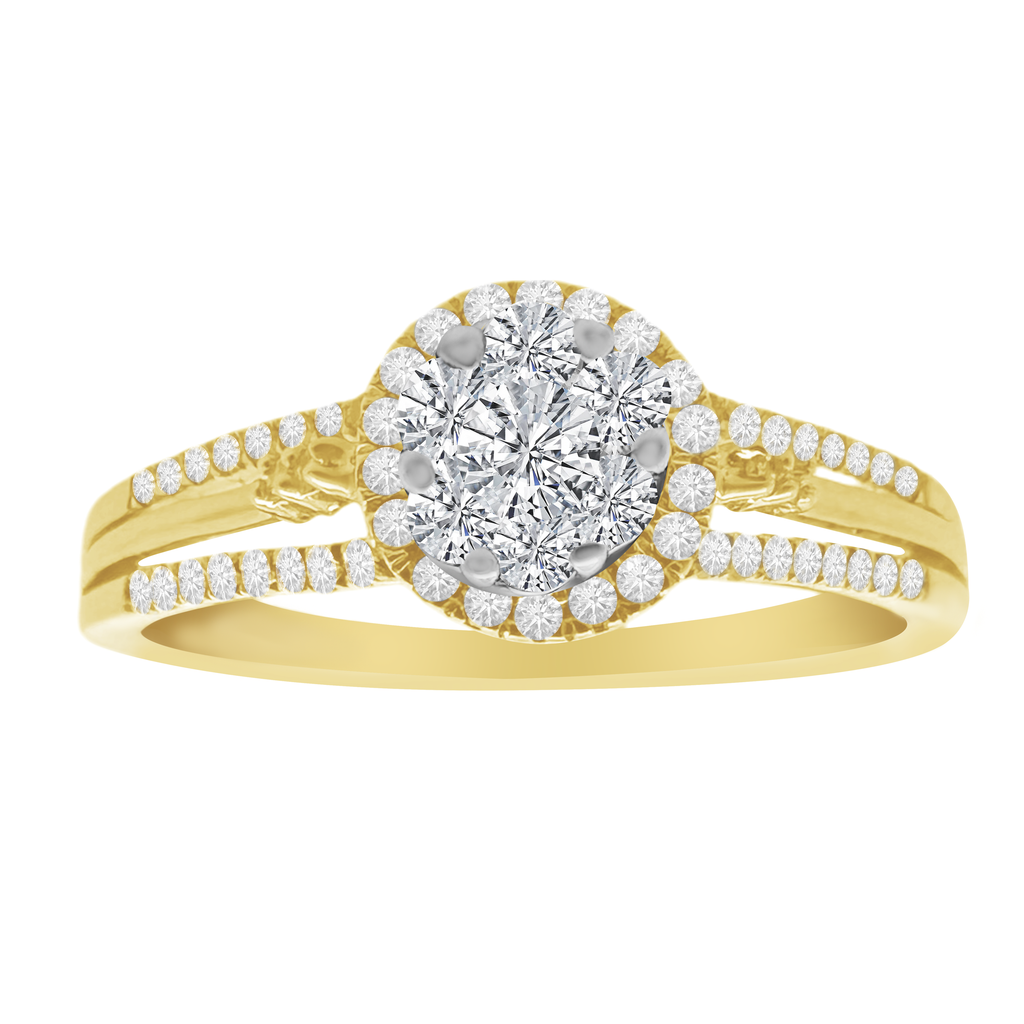 0.26Ctw 10K Yellow Gold Diamond Engagement Ring Size 7 1.5Dwt