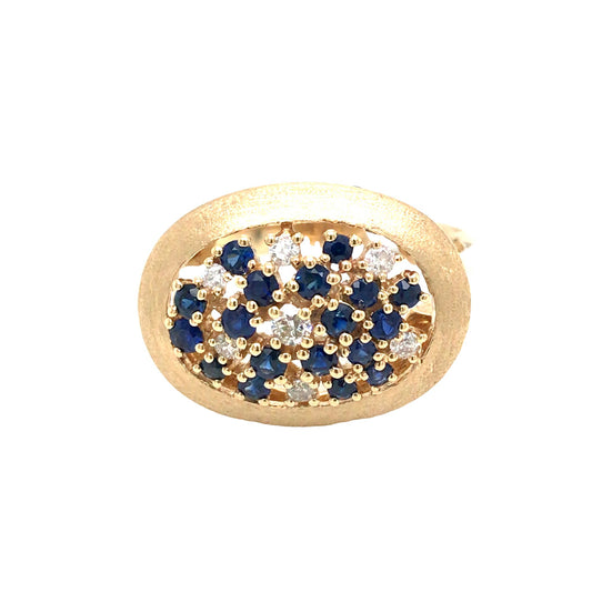 0.14Ctw 0.55Ctw Sapphire 14K Yellow Gold Fashion Ring Size 7 3.2Dwt