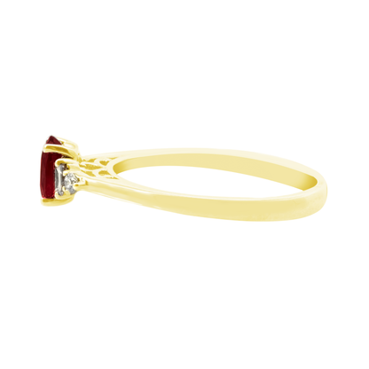 0.08Cr Dia 0.62Ct Ru 14K Yellow Gold Dia & Ruby Fashion Ring Size 7 1.3Dwt