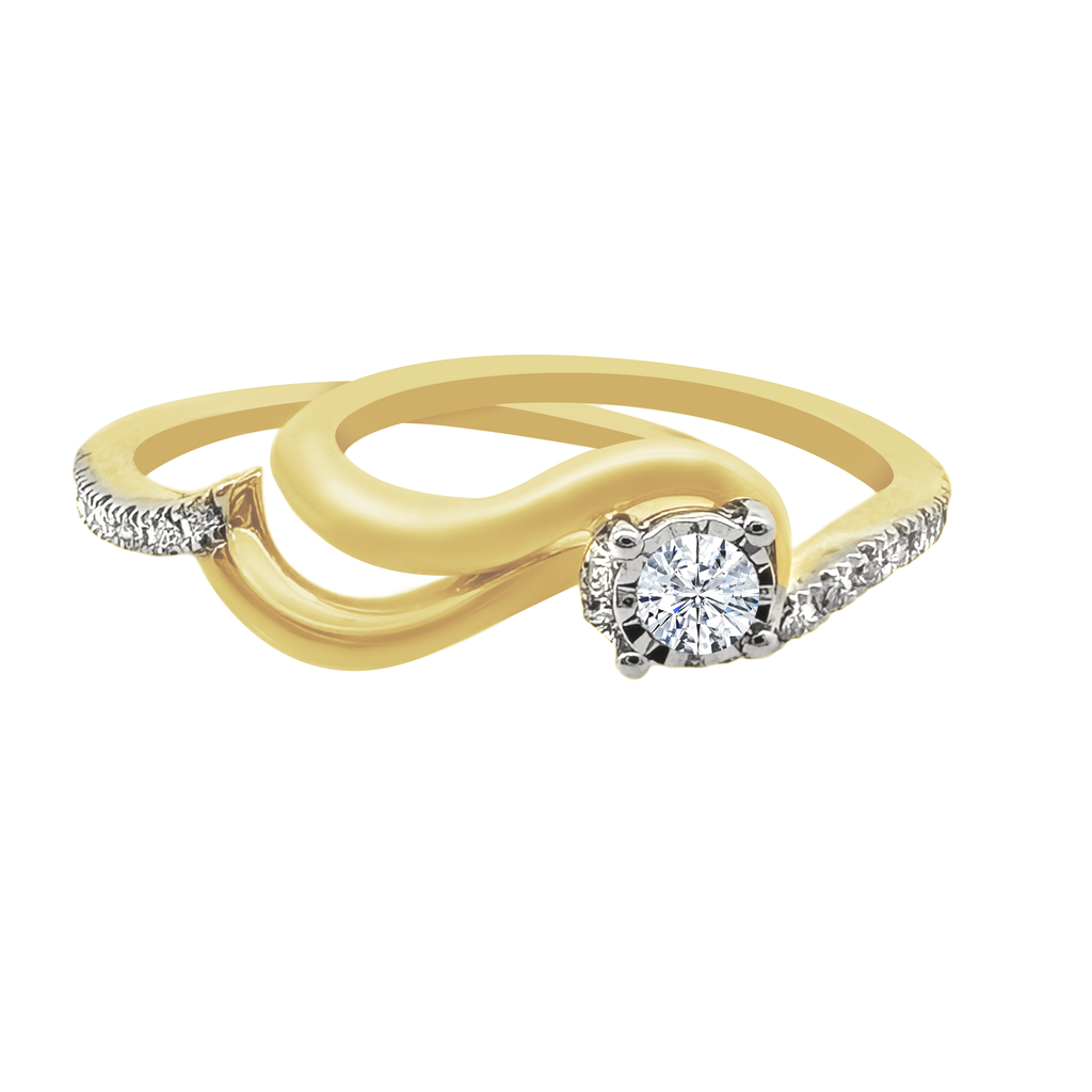 0.27Ctw 10K Yellow Gold Diamond Wedding Set Ring Size 7 2.5Dwt