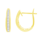 0.22Ctw 10K Yellow Gold Diamond Baguette Hoop Earrings