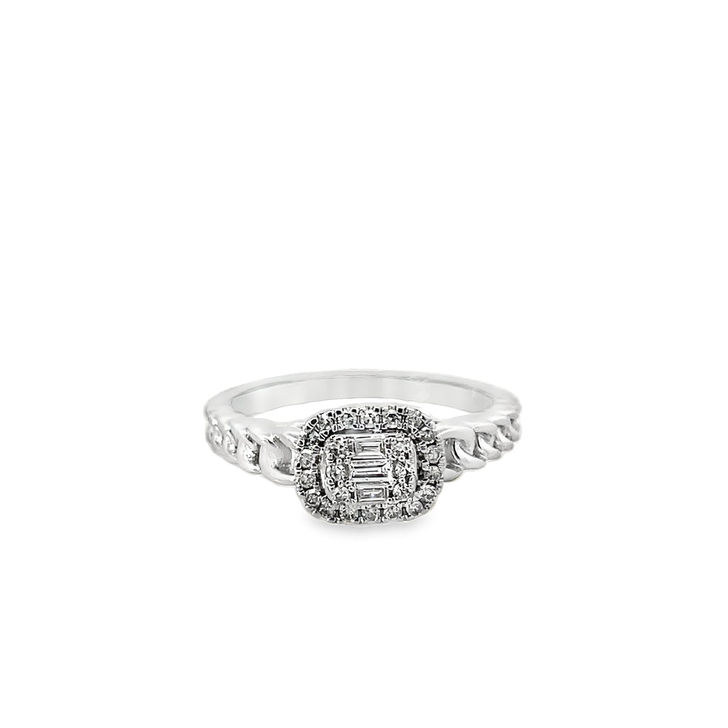 0.20Ctw 14K White Gold Diamond Fashion Ring Size 7 2.1Dwt