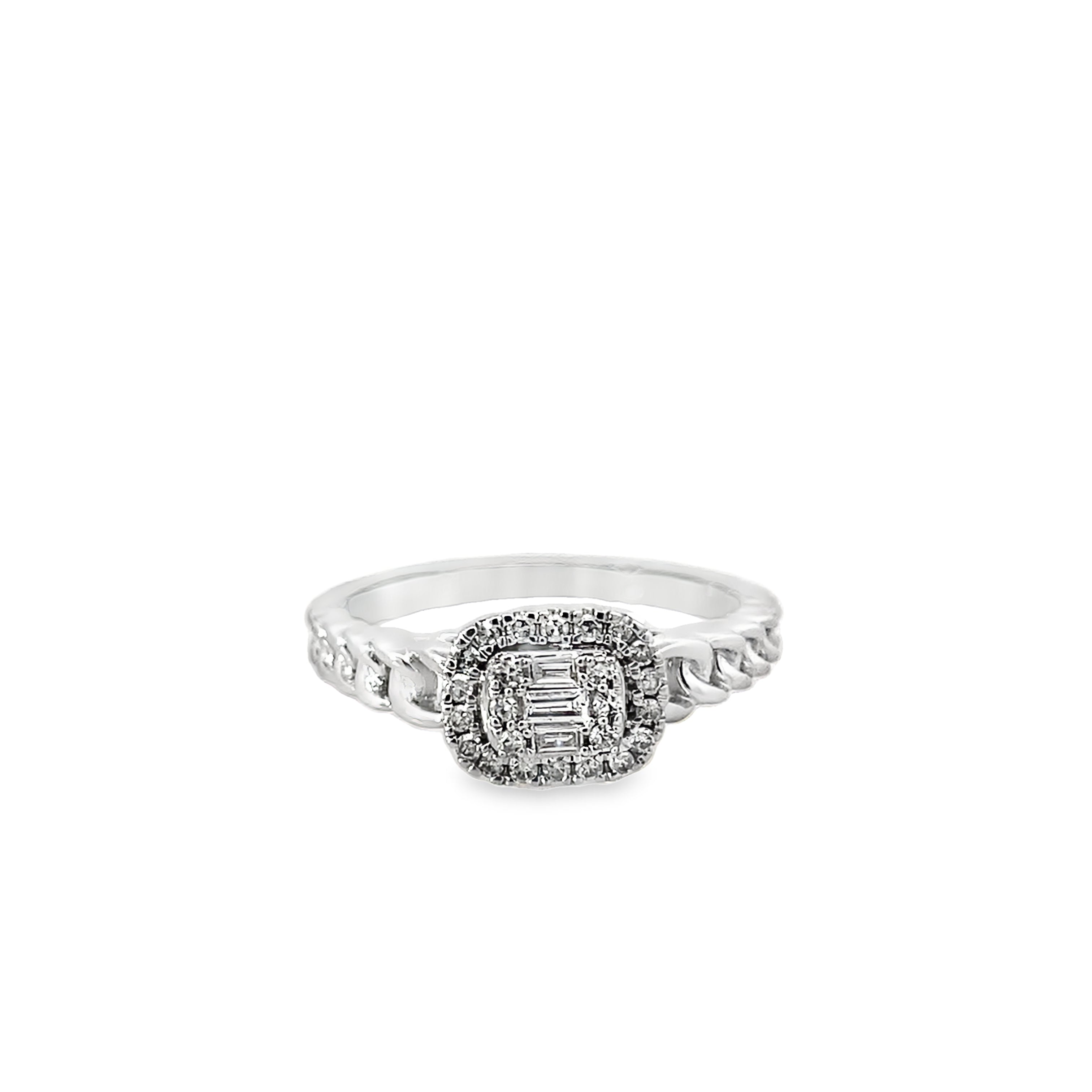 0.20Ctw 14K White Gold Diamond Fashion Ring Size 7 2.1Dwt