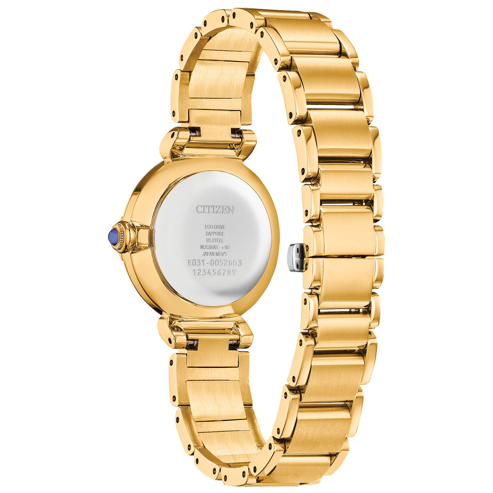 Citizen L Mae Ladies Eco Drive Watch (Em1062-57D) Gold Tone Blue Mother Of Pearl Dial