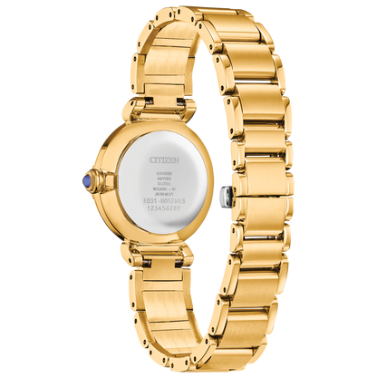 Citizen L Mae Ladies Eco Drive Watch (Em1062-57D) Gold Tone Blue Mother Of Pearl Dial
