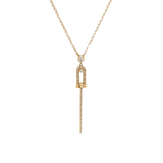 0.20Ctw 14K Yellow Gold Diamond Necklace 17In 1.6Dwt