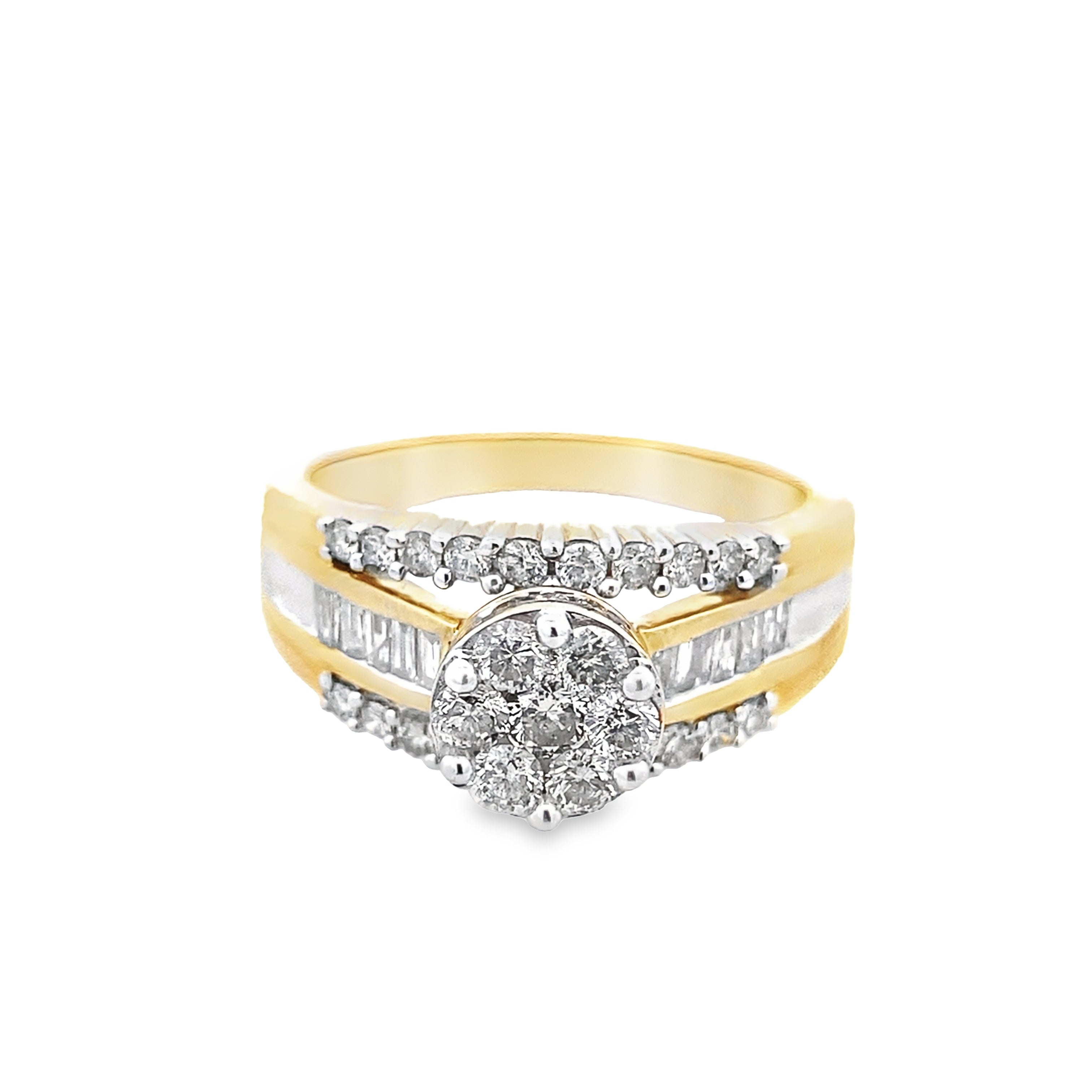 1.0Ctw 10K Yellow Gold Lds Engagement Ring Size 7 2.7Dwt